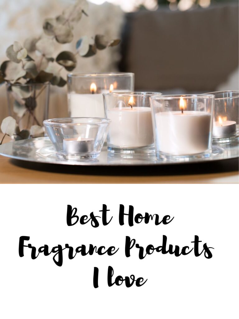 A photo of candles with the text " Best Home Fragrance products I love".