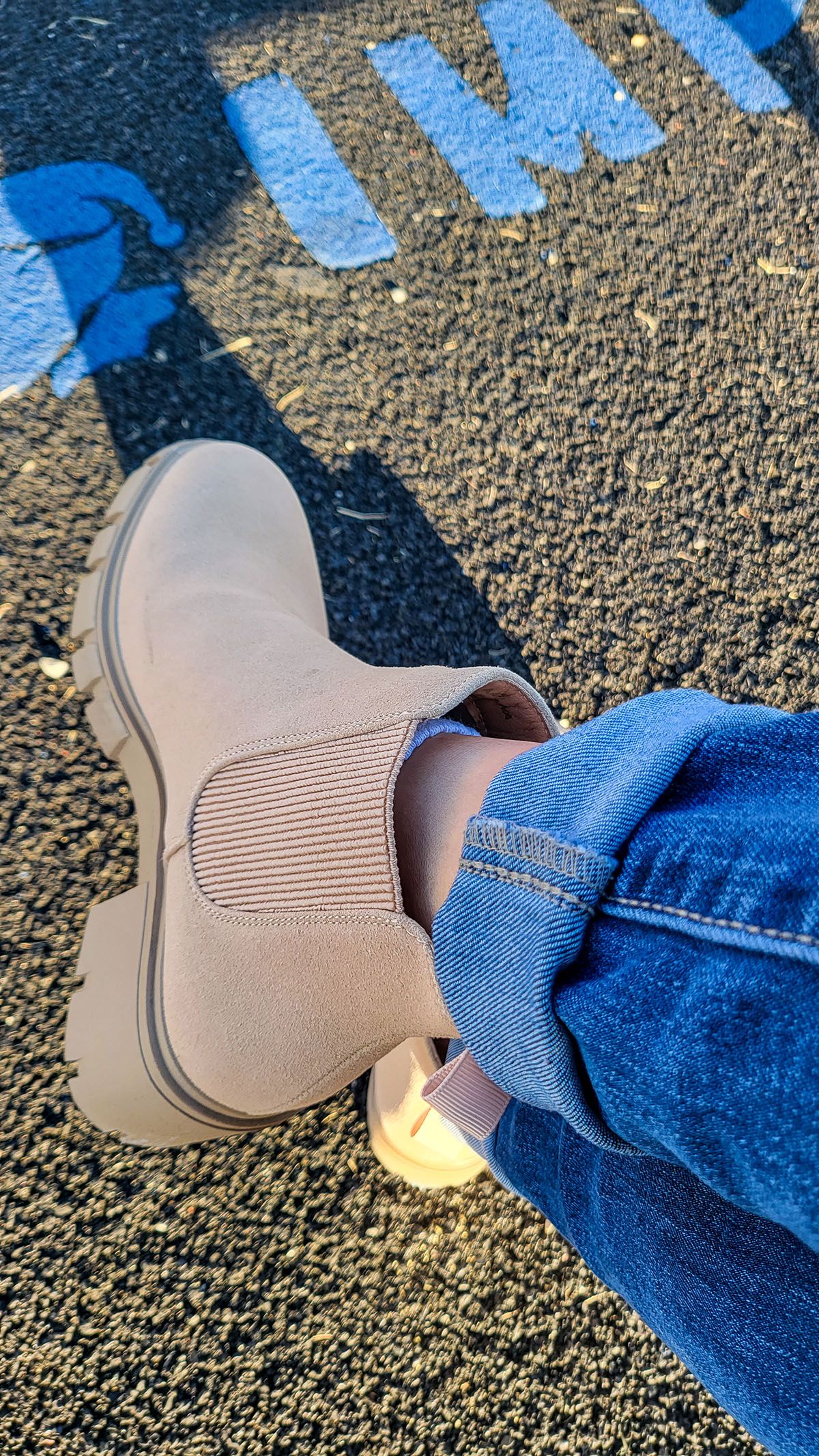 Close up of Athlefit lug sole chelsea boots.