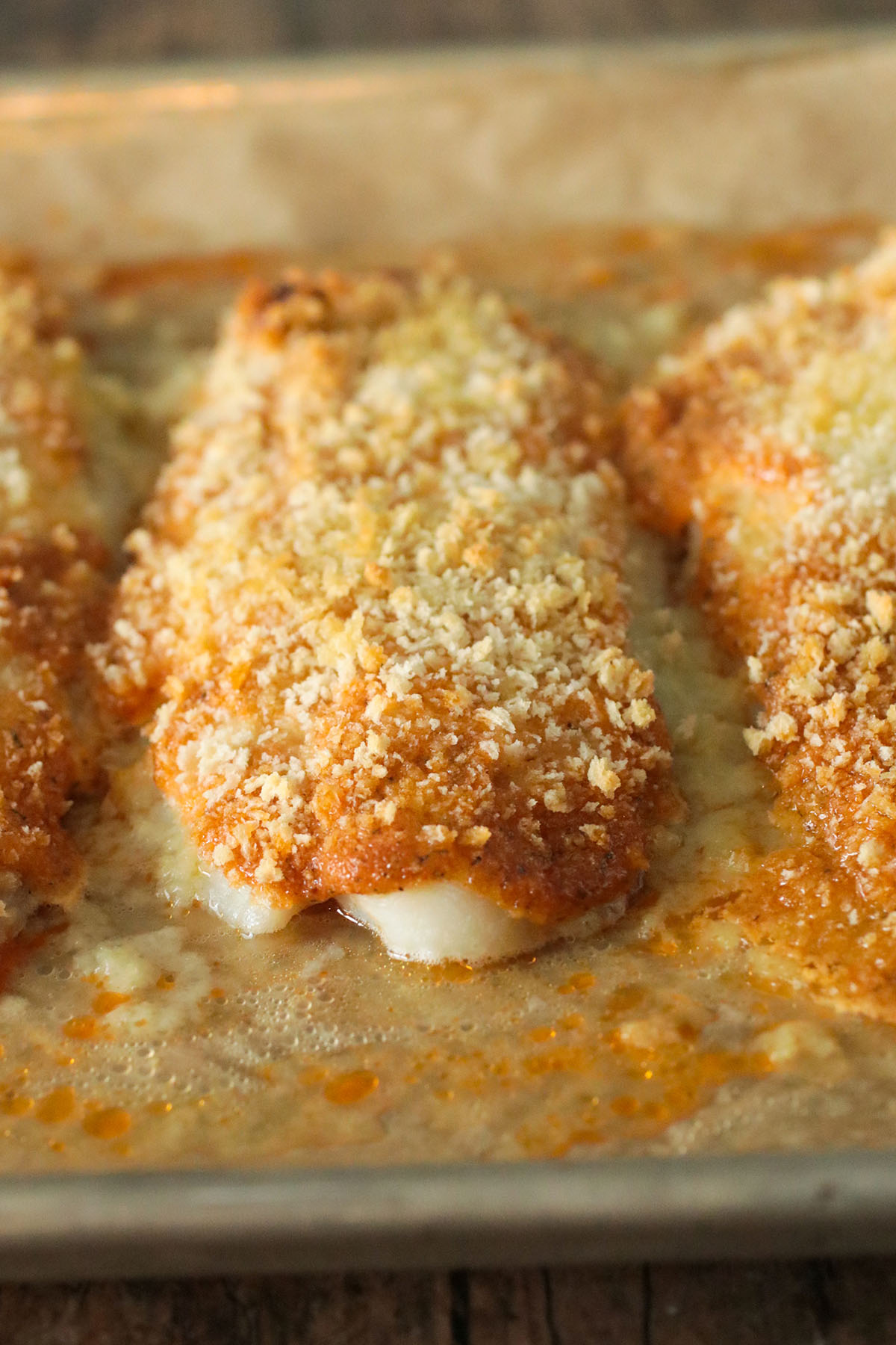 The freshly baked fish.