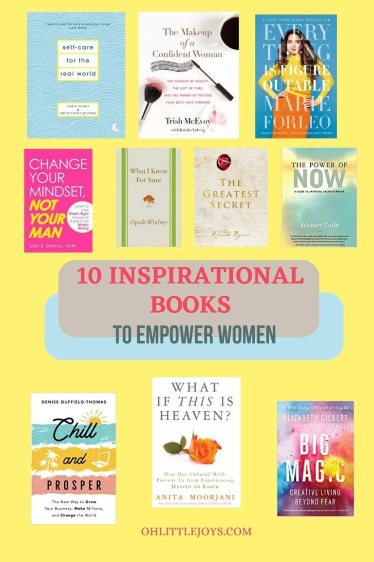 A collage showing 10 books to inspire women.